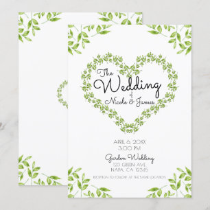 Groen Hart met Shabby Chic Groene Hochzeit Kaart