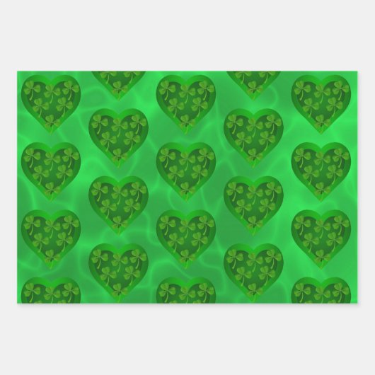 Groen hart met Shamrocks Inpakpapier Vel (Voorkant)