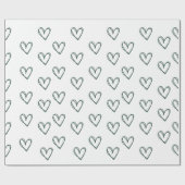 groen hart op wit omslagblad cadeaupapier (Vlak)