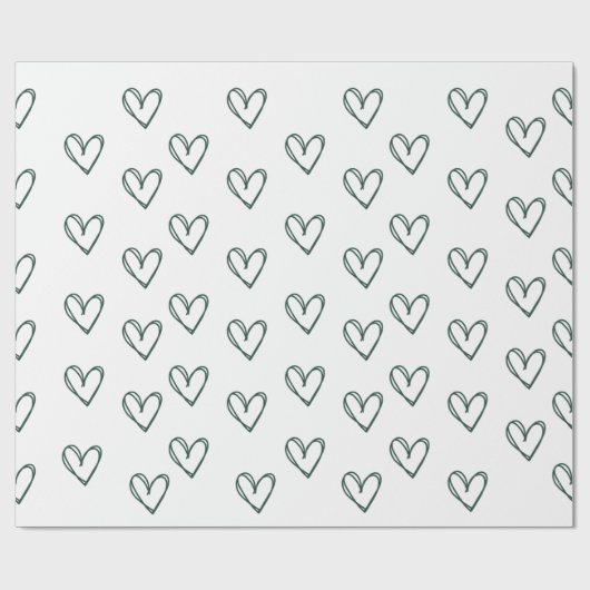 groen hart op wit omslagblad cadeaupapier (Vlak)