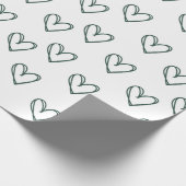 groen hart op wit omslagblad cadeaupapier (Hoek)