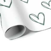 groen hart op wit omslagblad cadeaupapier (Rol Hoek)