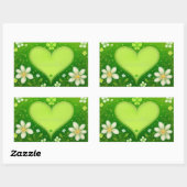 Groen hart rechthoekige sticker (Vel)