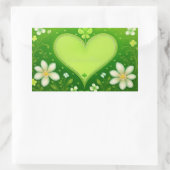 Groen hart rechthoekige sticker (Tas)