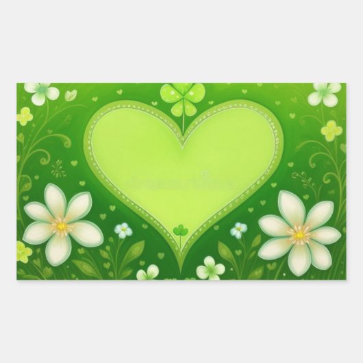 Groen hart rechthoekige sticker (Voorkant)