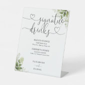 Groen Hart Script Bruiloft Handtekening Drinken Reclamebord Met Voetstuk (Voorkant)