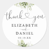 Groen Hart Script Dank u bruiloft gunst Ronde Sticker (Voorkant)