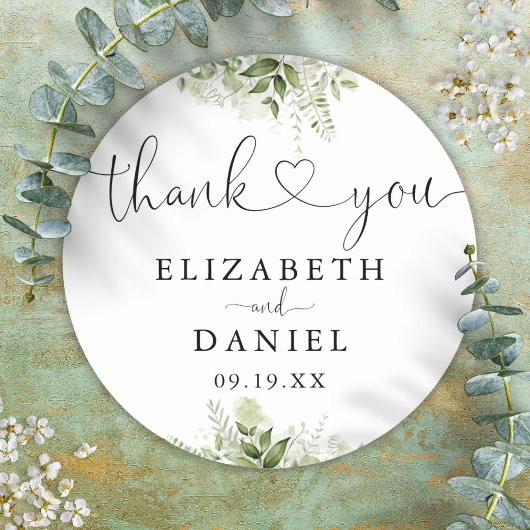 Groen Hart Script Dank U Trouw Geschenk Ronde Sticker