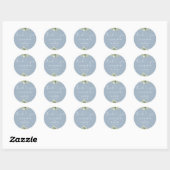 Groen Hart Script Stofblauw Trouwgunst Ronde Sticker (Vel)