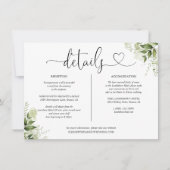 Groen Hart Script Trouwdetails Kaart (Voorkant)