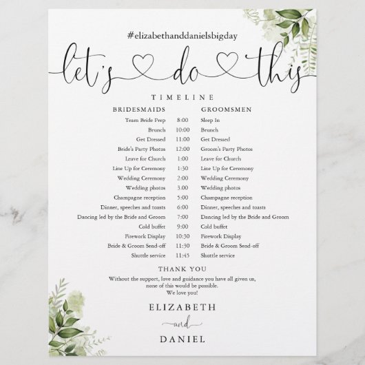 Groen Hart Script Trouwschema Tijdschema (Voorkant)