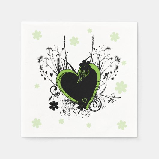 Groen hart wit servet (Voorkant)