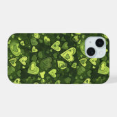 Groen hartpatroon iPhone 15 case (Achterkant horizontaal)