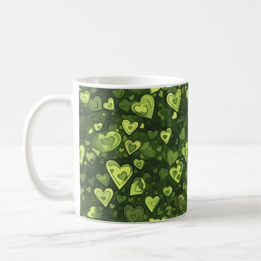 Groen hartpatroon koffiemok (Links)