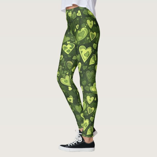 Groen hartpatroon leggings (Links)