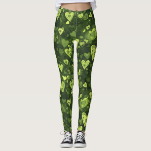 Groen hartpatroon leggings
