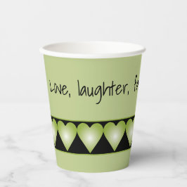 Groen hartpatroon met zwart papieren bekers