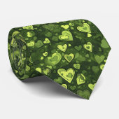 Groen hartpatroon stropdas (Opgerold)