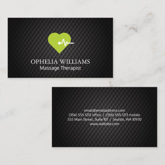Groen Hartslag-pictogram | Zwarte betegeling Visitekaartje (Voorkant / Achterkant)