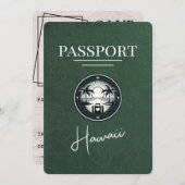 Groen Hawaii paspoort Bewaar de datum Save The Date (Voorkant / Achterkant)