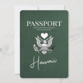 Groen Hawaii Passport bruiloft uitnodiging (Achterkant)