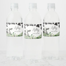 Groen Heilig Koe Baby shower Waterfles Etiket