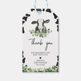 Groen Heilige Koe Baby shower Favor Tags Cadeaulabel