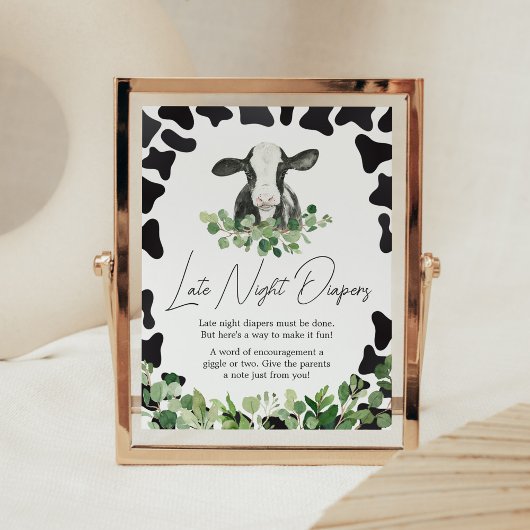 Groen Heilige Koe Baby shower Late Night Luiers Poster