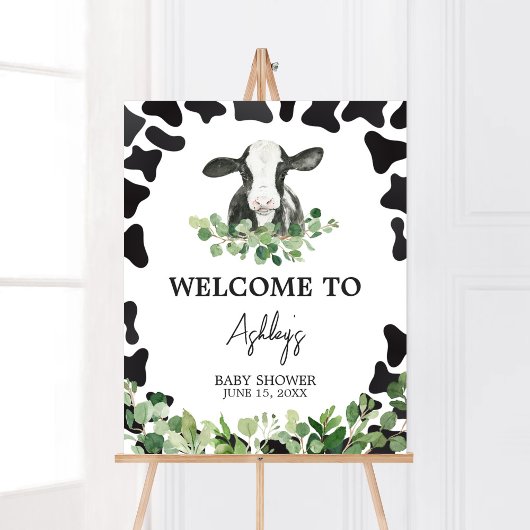 Groen Heilige Koe Baby shower Welkom Poster