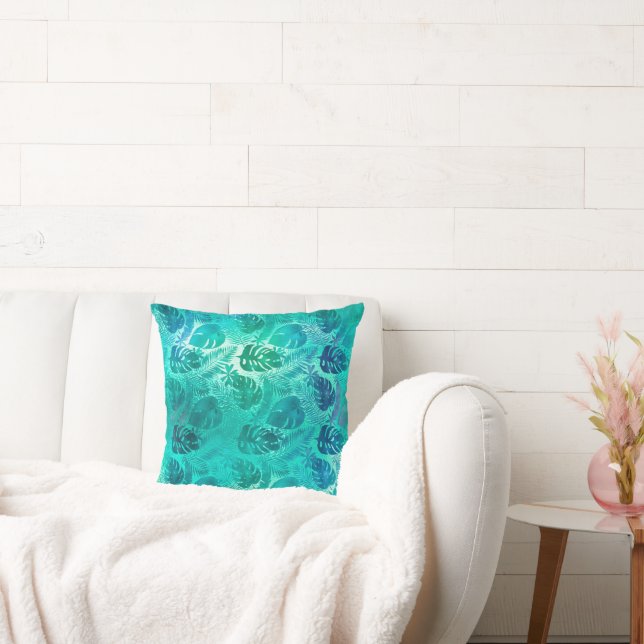 GROEN HELDER TROPISCH PALMKUSSEN KUSSEN (Bank)