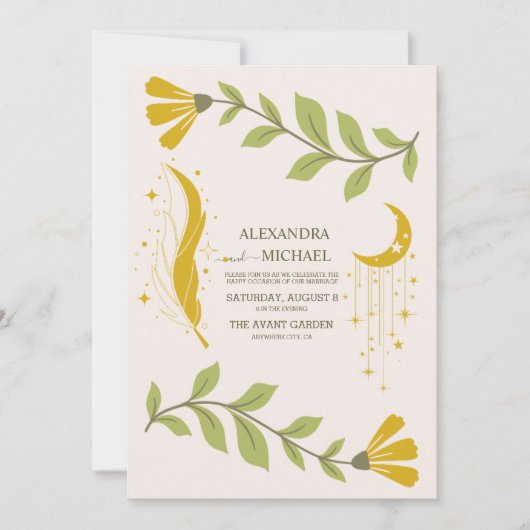  groen hemels botanische bruiloft kaart (Voorkant)