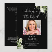 Groen Herdenkings Funeral Order Of Service  Programmakaart (Voorkant / Achterkant)