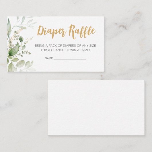 Groen Herten Baby shower Luier Raffle Informatiekaartje (Voorkant / Achterkant)