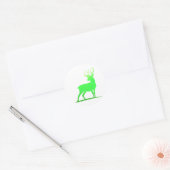 Groen hertensilhouet ronde sticker (Envelop)