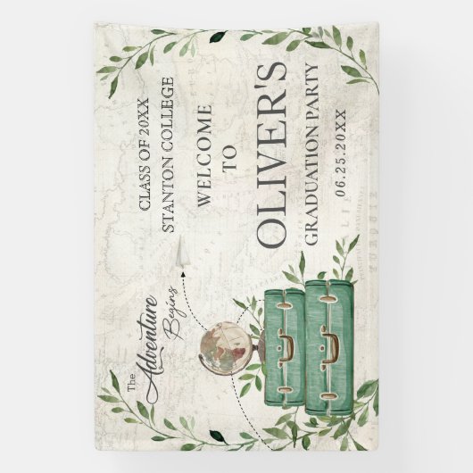 Groen Het Avontuur Begint Afstudeer Welkom Spandoek (Verticaal)