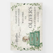 Groen Het Avontuur Begint Afstuderen Welkom Spandoek (Verticaal)