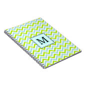Groen & het Blauwe van de Chevron Aqua Monogram Notitieboek (Rechterzijde)