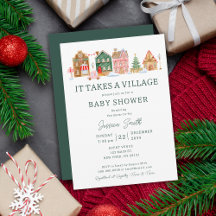Groen Het duurt een dorp kerst Baby shower