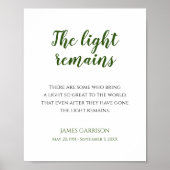 Groen Het Licht Blijft Quote Herdenkingsdienst Poster (Voorkant)