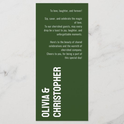 Groen Het menu Drinken met tekst Minimalistisch Ve (Achterkant)