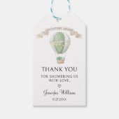 Groen Hete luchtballon Avontuur wacht op baby show Cadeaulabel (Voorkant)