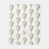 Groen  Hete Luchtballon Monogram Fleece Deken (Voorkant)