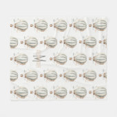 Groen Hete Luchtballon Monogram Fleece Deken (Voorkant (Horizontaal))