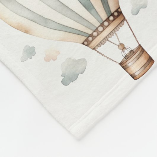 Groen  Hete Luchtballon Monogram Fleece Deken (Hoek)