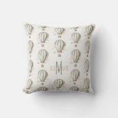 Groen  Hete Luchtballon Monogram Kussen (Voorkant)