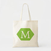 Groen Hexa-rondje en wit aangepast monogram Tote Bag (Voorkant)