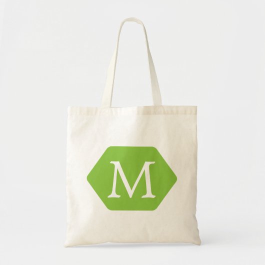 Groen Hexa-rondje en wit aangepast monogram Tote Bag (Voorkant)