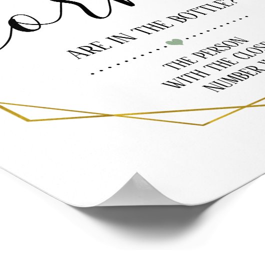 Groen hoeveel kurken bruidsshower bord poster (Hoek)