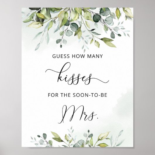 Groen hoeveel kussen bruidsfeest spel poster (Voorkant)