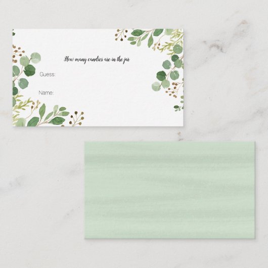 Groen Hoeveel Snoepjes in de pot Kaart (Voorkant / Achterkant)